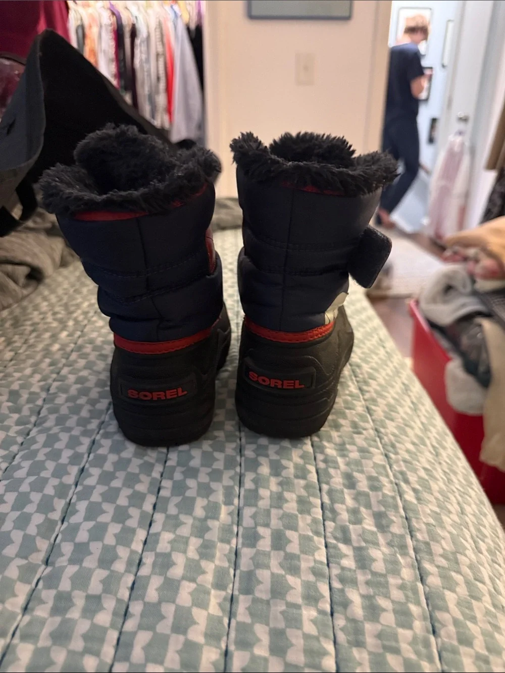 Sorel Kids Navy and Red Snow Boots